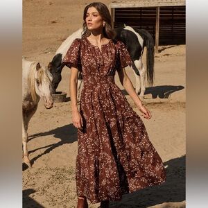 Sugarlips Floral Palmer Poplin Tiered Maxi